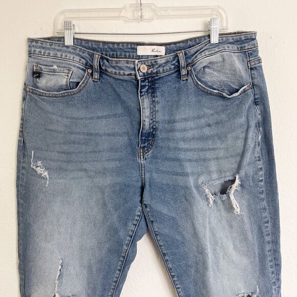 KanCan Estilo Medium Wash Destroyed Knee Holes Distressed Stretch Jeans size 32 - Picture 2 of 10